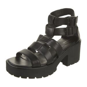 Vagabond Black Leather Platform Gladiator Sandals